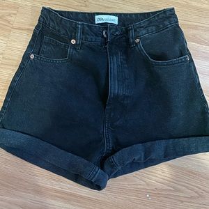 Black Zara Mom Jean Shorts